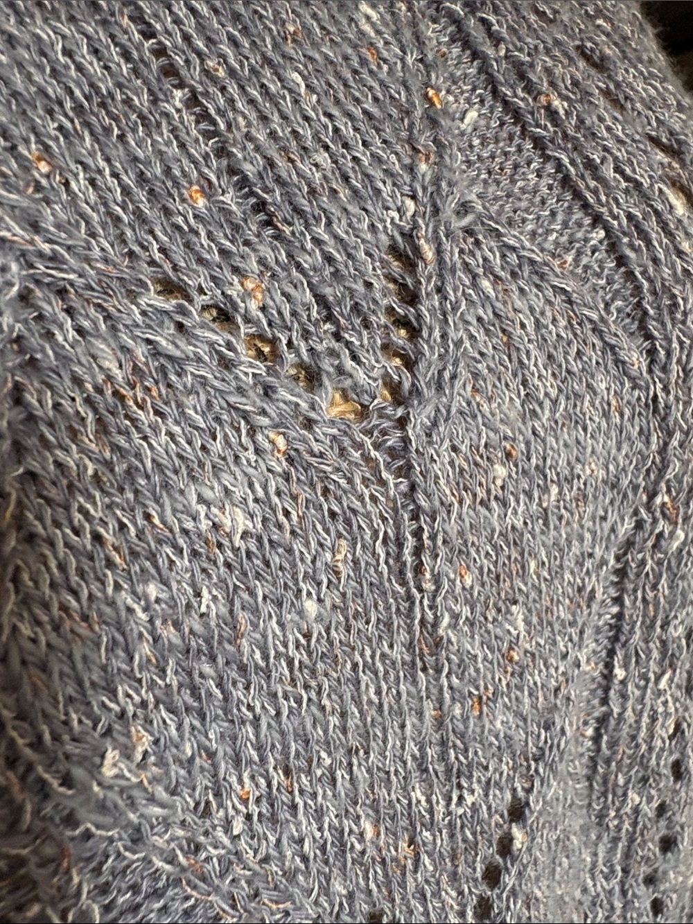 Spartina Shelby linen blend blue gray open knit pull over lightweight sweater - Picture 6 of 15
